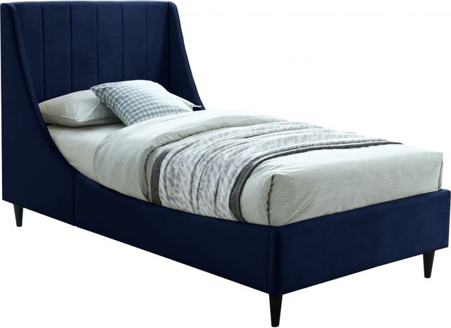 Meridian Furniture Eva Navy Velvet Twin Bed-0
