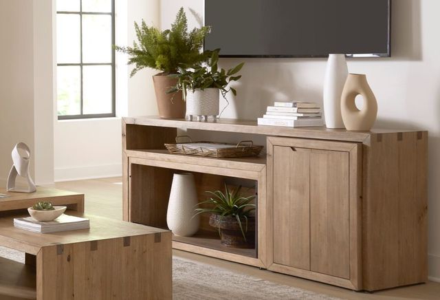 aspenhome® Lyndon Light Cashmere 75" Console with Fireplace-1