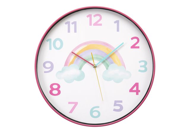 Monarch Specialties Inc. Multi-Colored Pastel 18" Wall Clock For Kids with Rainbow Image-0