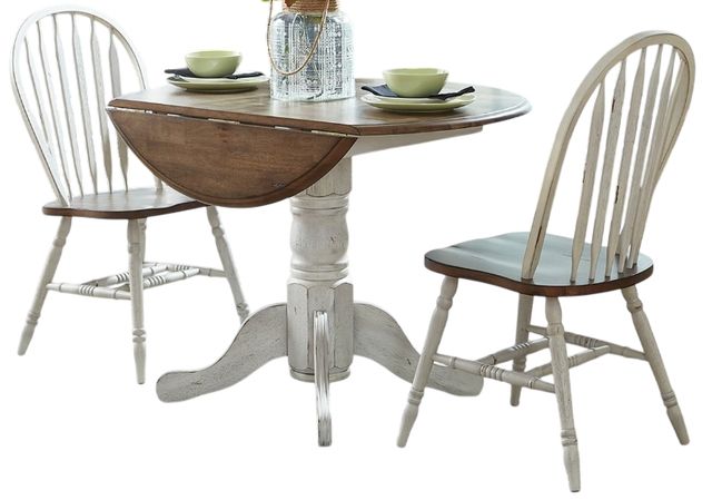 Liberty Furniture Carolina Crossing 3-Piece Antique Honey/White Drop Leaf Dining Set-0