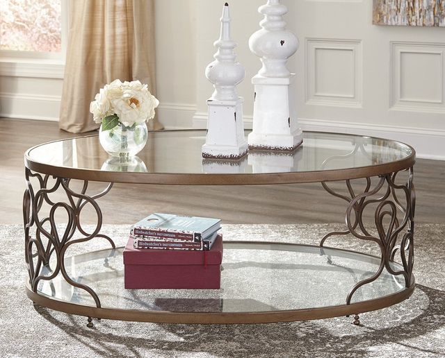 Signature Design by Ashley® Fraloni Bronze Oval Coffee Table-1