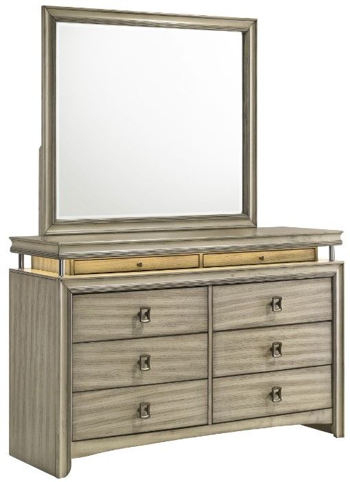 Coaster® Giselle Rustic Beige Dresser and Mirror with LED Set Big