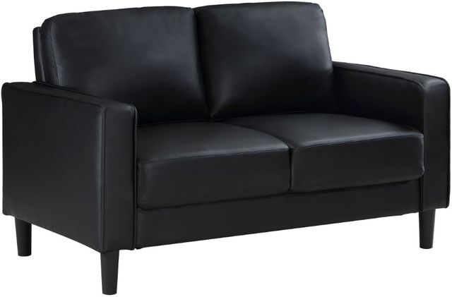 Coaster® Ruth Black Upholstered Track Arm Loveseat-0