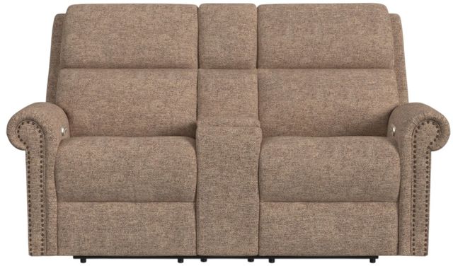 Flexsteel® Customizable Bernard Fabric Power Reclining Loveseat with Console, Headrest and Lumbar-3