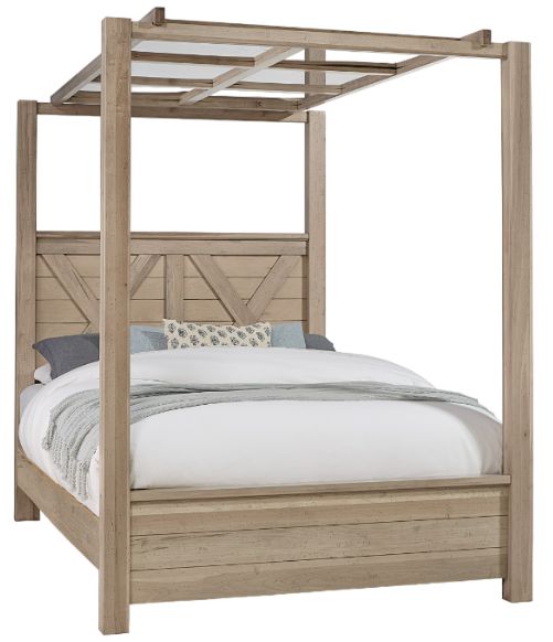 Artisan & Post by Vaughan-Bassett Cool Rustic Clear Maple King Mirrored Canopy Bed-0