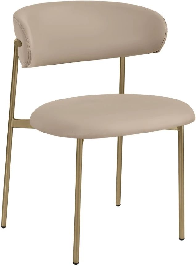 Meridian Furniture Lupita Taupe/Gold Vegan Leather Dining Chair-0