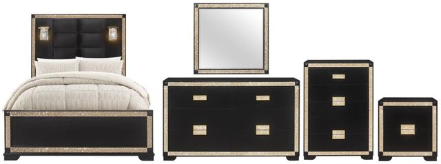 Global Furniture USA Blake 5-Piece Black/Gold King Bedroom Set-0