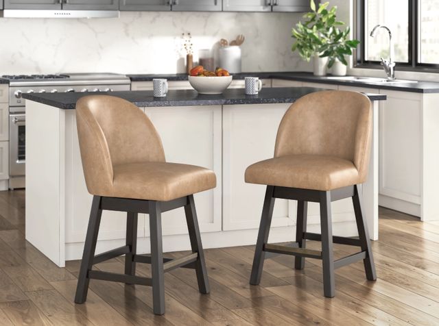 Signature Design by Ashley® Neymorton Brown/Dark Gray Leather Swivel Bar Stool-1