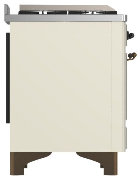 Ilve® Majestic III 40" Antique White Pro Style Dual Fuel Natural Gas Range with Solid Door and Burnished Trim-3