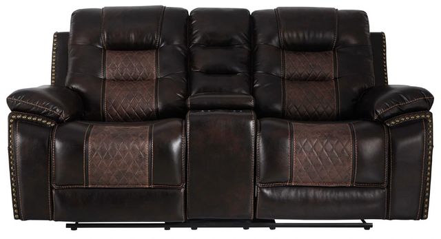 American Wholesale Furniture Commander Brown Manual Reclining Gliding Console Loveseat-0