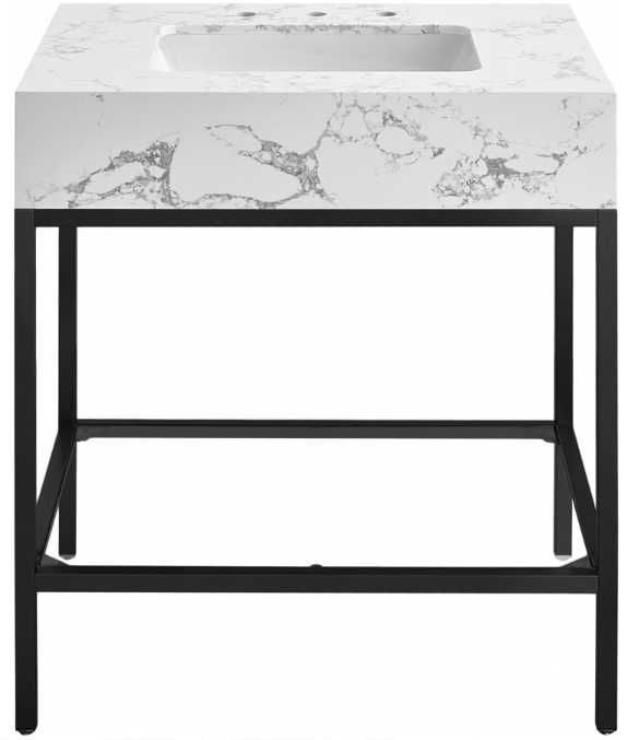 Meridian Furniture Marmo White/Matte Black 30" Bathroom Vanity-1