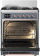 Ilve® Majestic III 30" Blue Gray Pro Style Dual Fuel Natural Gas Range with Triple Glass Door and Copper Trim-2