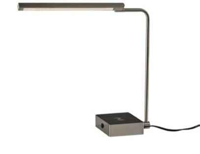 Adesso® Sawyer Brushed Steel LED Adessocharge Wireless Charging Desk Lamp-0