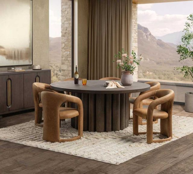 Classic Home Archie Maple Brown Leather Dining Chair-1