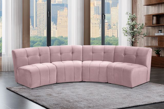 Meridian Furniture Limitless 4-Piece Pink Velvet Modular Sectional-1