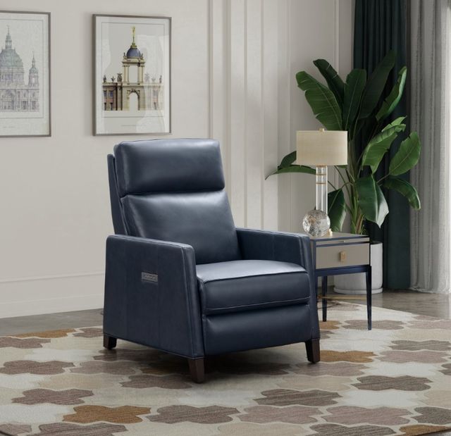 BarcaLounger® James Barone Navy Blue Leather Power Recliner-2