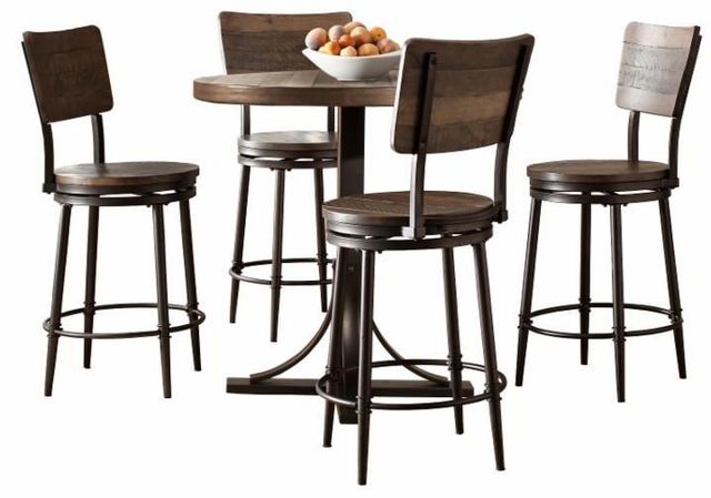 HH2 Home Jennings 5-Piece Walnut Counter Height Dining Set with Swivel Stools-0