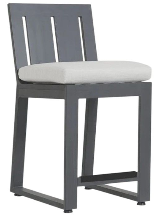 Sunset West Redondo Slate Aluminum Outdoor Counter Stool with Cast Silver Cushion-0