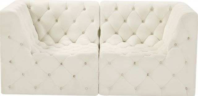 Meridian Furniture Tuft 2-Piece Cream 70" Velvet Modular Sofa-1