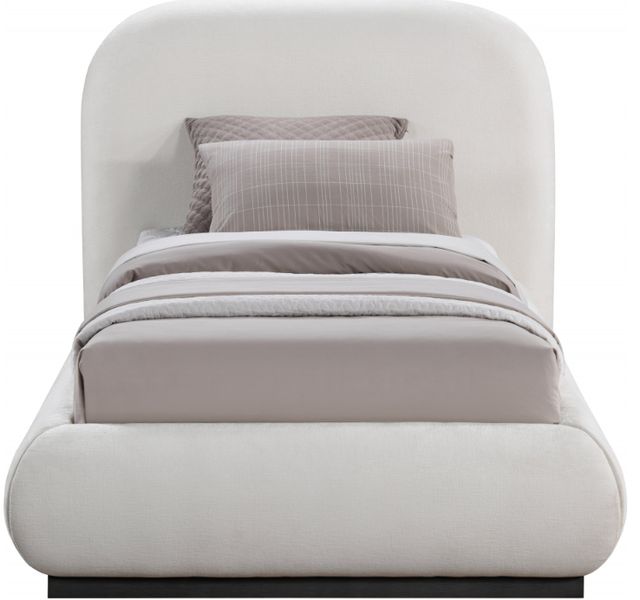 Meridian Furniture Vaughn Cream Twin Chenille Fabric Upholstered Panel Bed-1