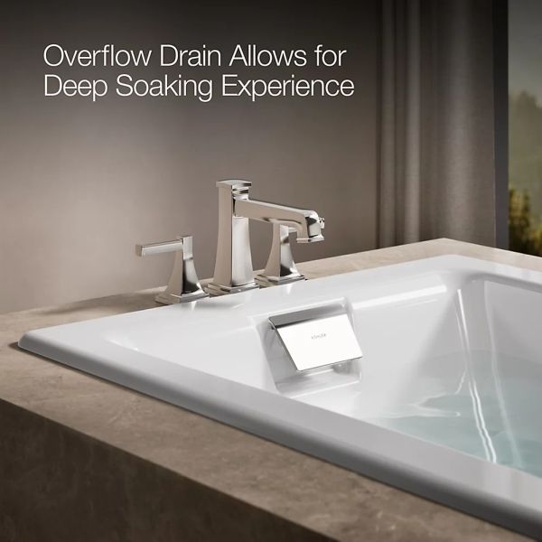 KOHLER® Tea-For-Two® White 71.75" X 36" Drop-In/Undermount Whirlpool Bath with Multiple Pump Location-4