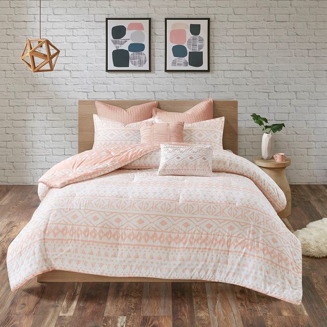 Olliix by Urban Habitat 7 Piece Blush King/California King Larisa Cotton Reversible Comforter Set-2