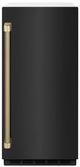 ZLINE Autograph Edition Touchstone 15" 75 lbs. Black Stainless Steel Door with Champagne Bronze Helix Handle Clear Cube Ice Maker with Drain Pump -0