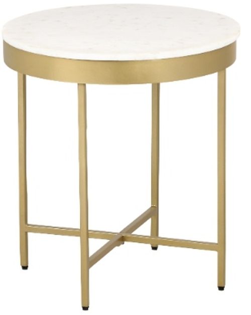 LR Home Gold/White Side Table-1