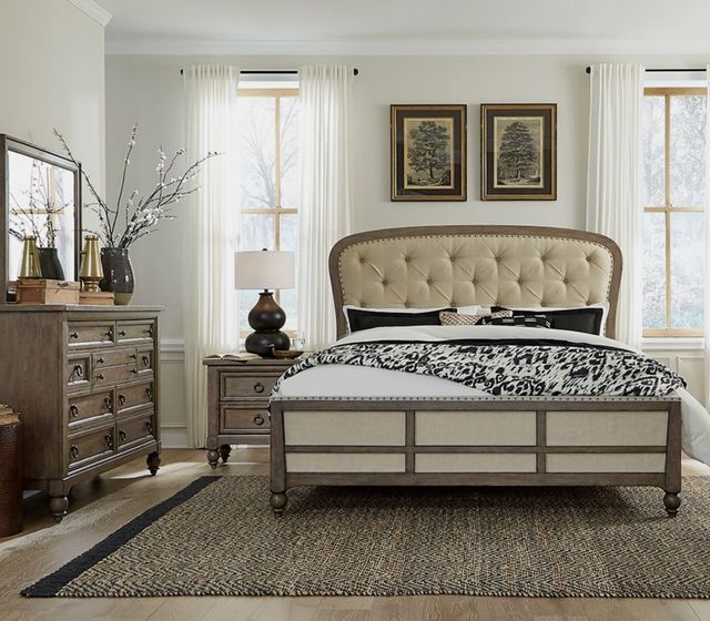 Liberty Furniture Americana Farmhouse 4-Piece Black/Dusty Taupe Queen Panel Bedroom Set-1