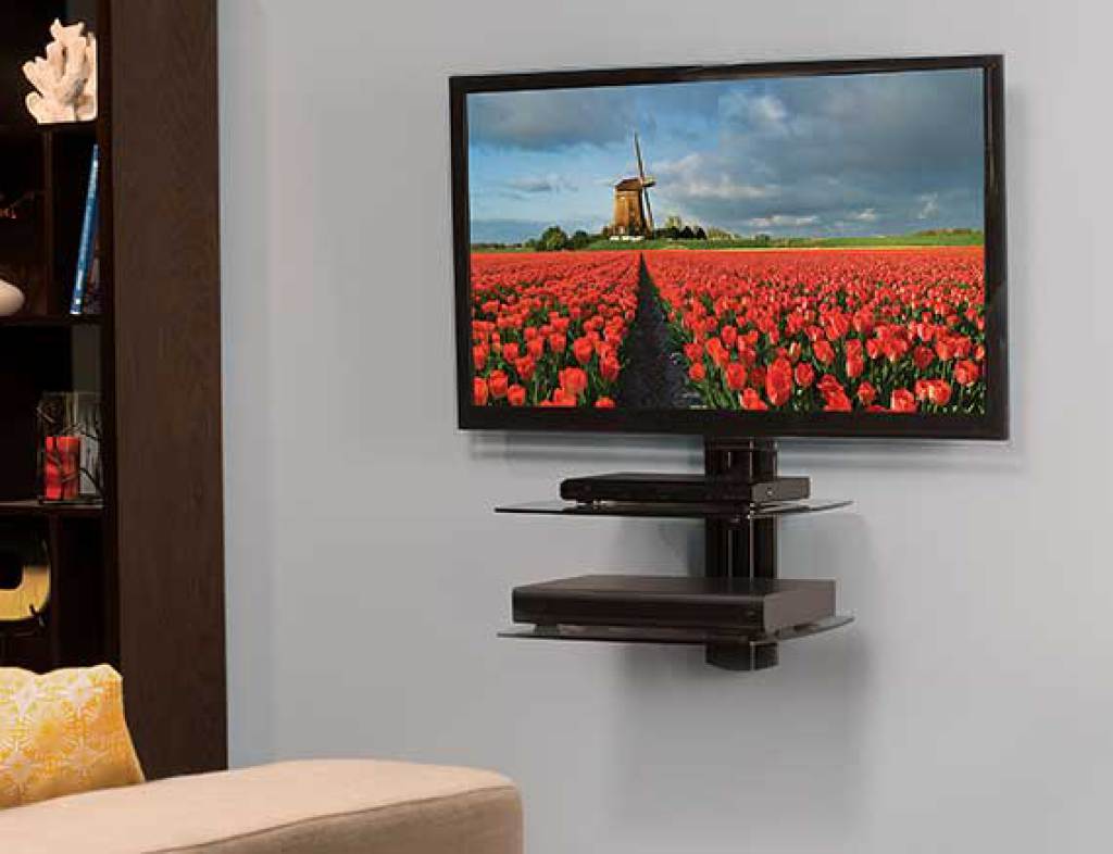 Sanus Black Tempered Glass On Wall AV Component Shelves Bill Smith Appliance and Electronics