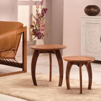 Jaipur Furniture Parola 2-Piece Brownstone Nesting Table Set-1