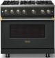 Viking® 5 Series 36" Antique Bronze Pro Style Gas (NG) Range with Brushed Brass Trim-3