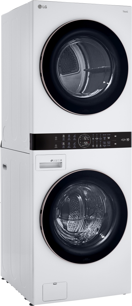 LG 4.5 Cu. Ft. Washer, 7.4 Cu. Ft. Gas Dryer White Front Load Stack Laundry - Thumbnail 3
