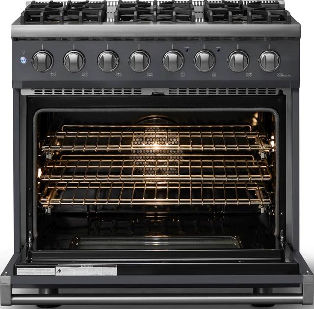 Viking® 5 Series 36" Cast Black Pro Style Dual Fuel (LP) Range with Polished Chrome Trim-1