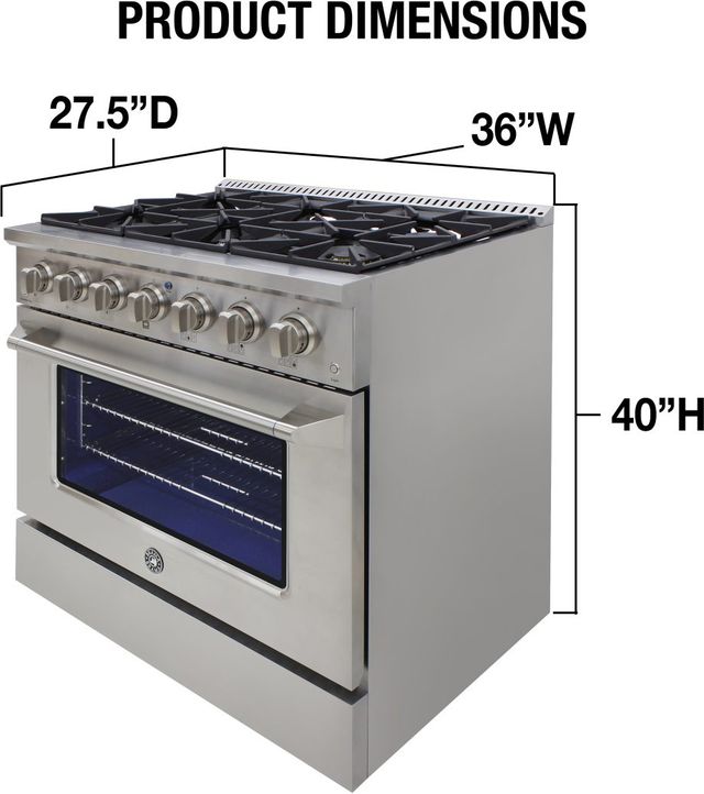 Brama 36" Stainless Steel Pro Style Gas Range-3