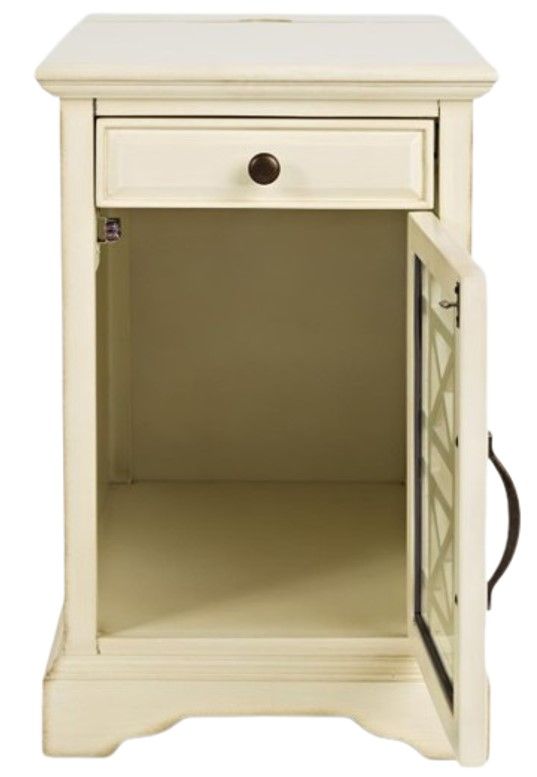 Jofran Inc. Craftsman Antique Cream Power Chairside Table-3