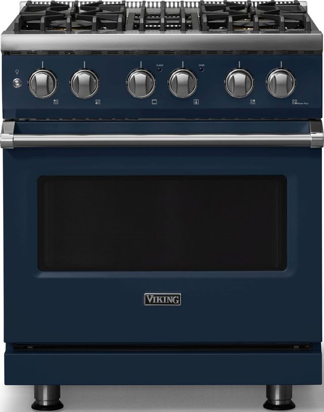 Viking® 5 Series 30" Slate Blue Pro Style Dual Fuel (NG) Range with Polished Chrome Trim-0