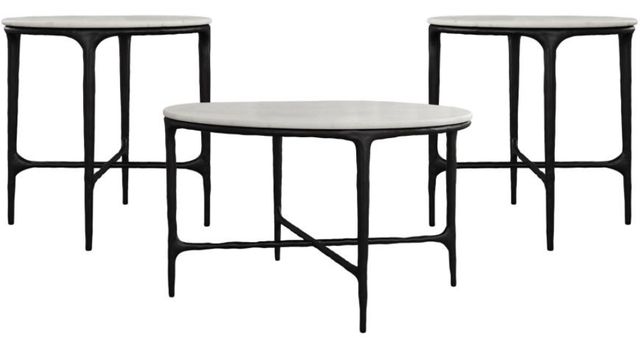 Coaster® Hermas 3-Piece White Occasional Table with Black Base Set-0