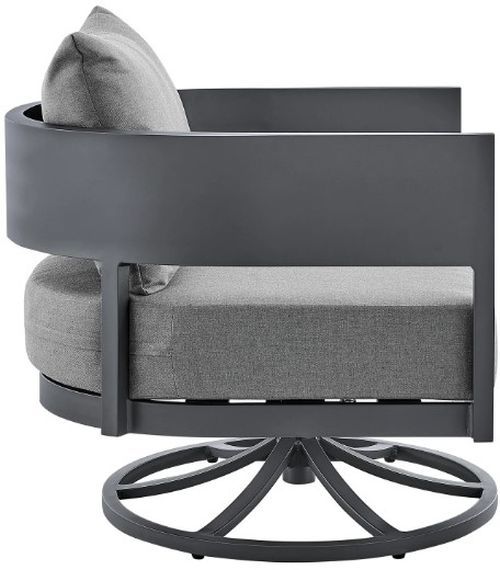 Armen Living Menorca Gray Aluminum/Fabric Outdoor Swivel Rocker Chair-4