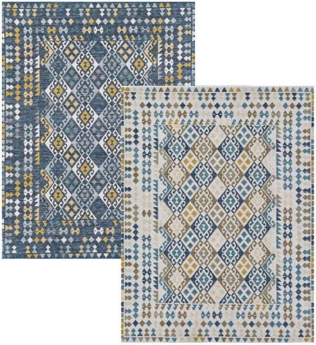 KAS Rugs Dahlia Blue Mosaic 5'x7' Area Rug-0