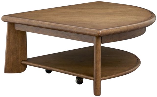 Magnussen Home® Tanner Tawny Brown Pie Shaped Lift Top Cocktail Table with Casters-3