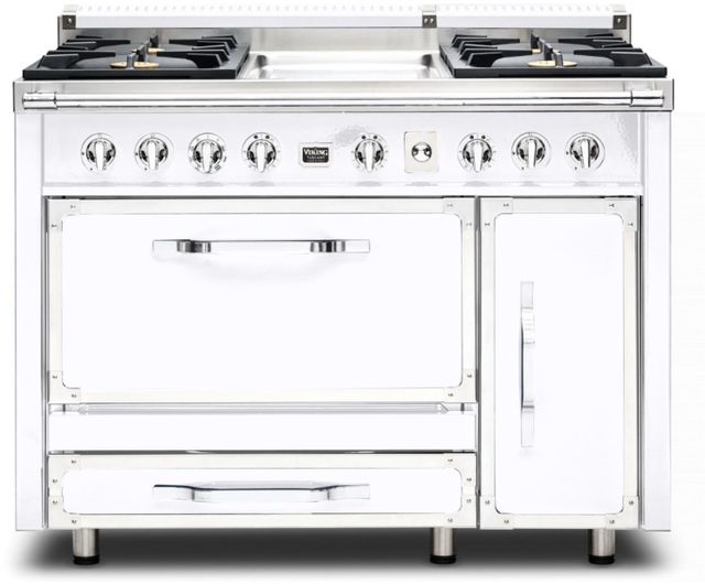 Viking® Tuscany 48" White Dual Fuel Pro-Style Dual Fuel Natural Gas Range-0