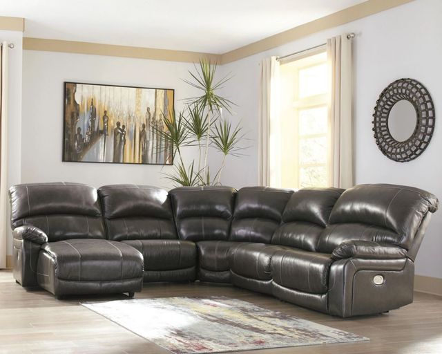 Signature Design by Ashley® Hallstrung 5-Piece Chocolate Power Reclining Left-Arm Facing Sectional and Chaise-1