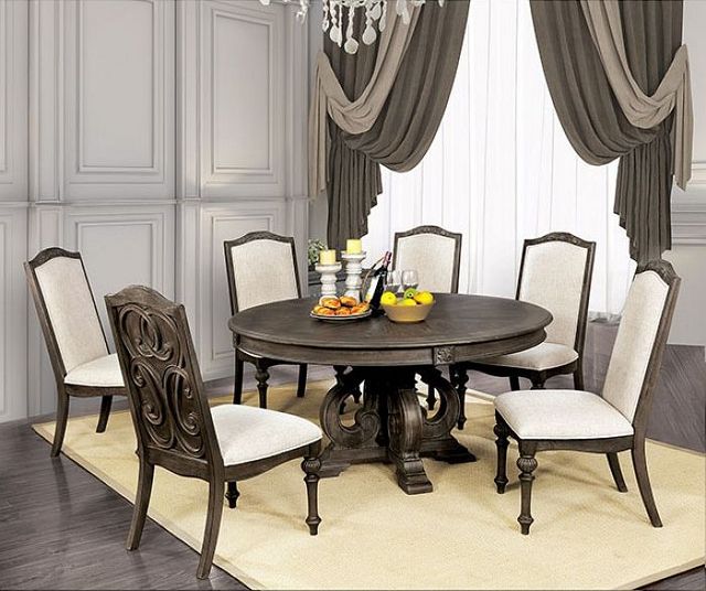 Furniture of America® Arcadia 7-Piece Ivory/Natural Dining Table Set-0