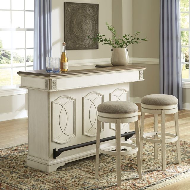 Signature Design by Ashley® Realyn 3-Piece Chipped White Bar Set-3