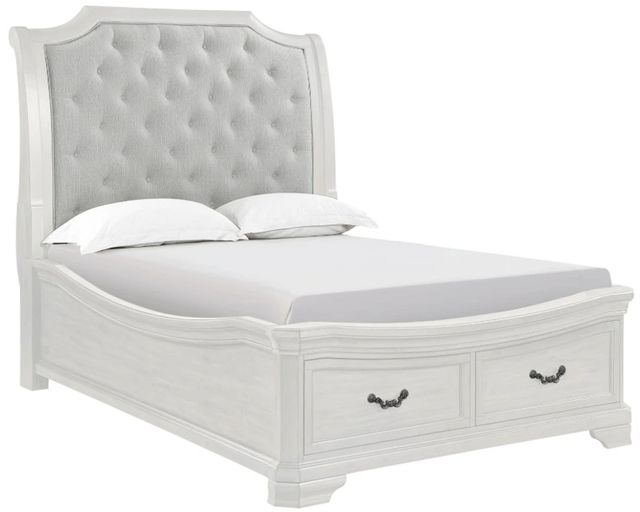 New Classic® Home Furnishings Lyndhurst Vintage White California King Panel Storage Bed-0
