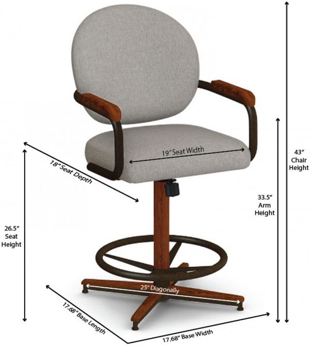 Chromcraft™ Customizable Chambers 26" Counter Chair with Narrow Wood Caps-2