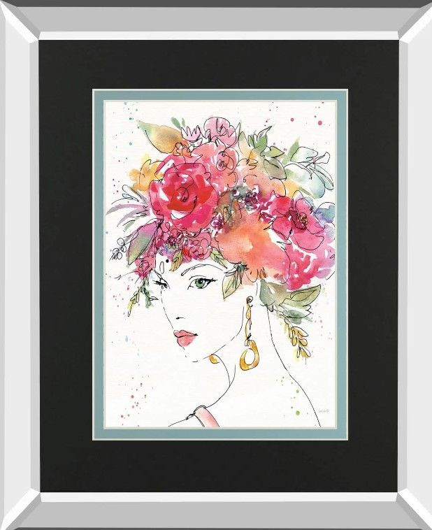 Classy Art Floral Figures II By Anne Tavoletti Mirror Framed Wall Art-1