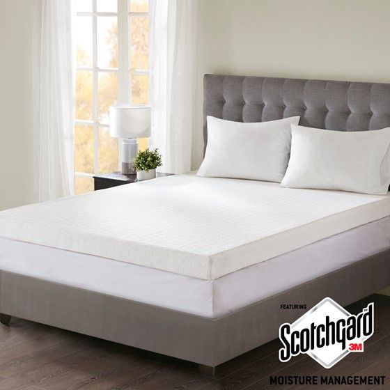 Olliix by Sleep Philosophy White California King 4" Gel Memory Foam with 3M Cover Mattress Topper-1