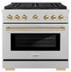 ZLINE Autograph Edition Paramount 36" 5.2 Cu. Ft. Satin Stainless Steel Dual Fuel Range with 6 Burner DuoPro™ Cooktop and Electric Convection Oven in Polished Gold Accents-0